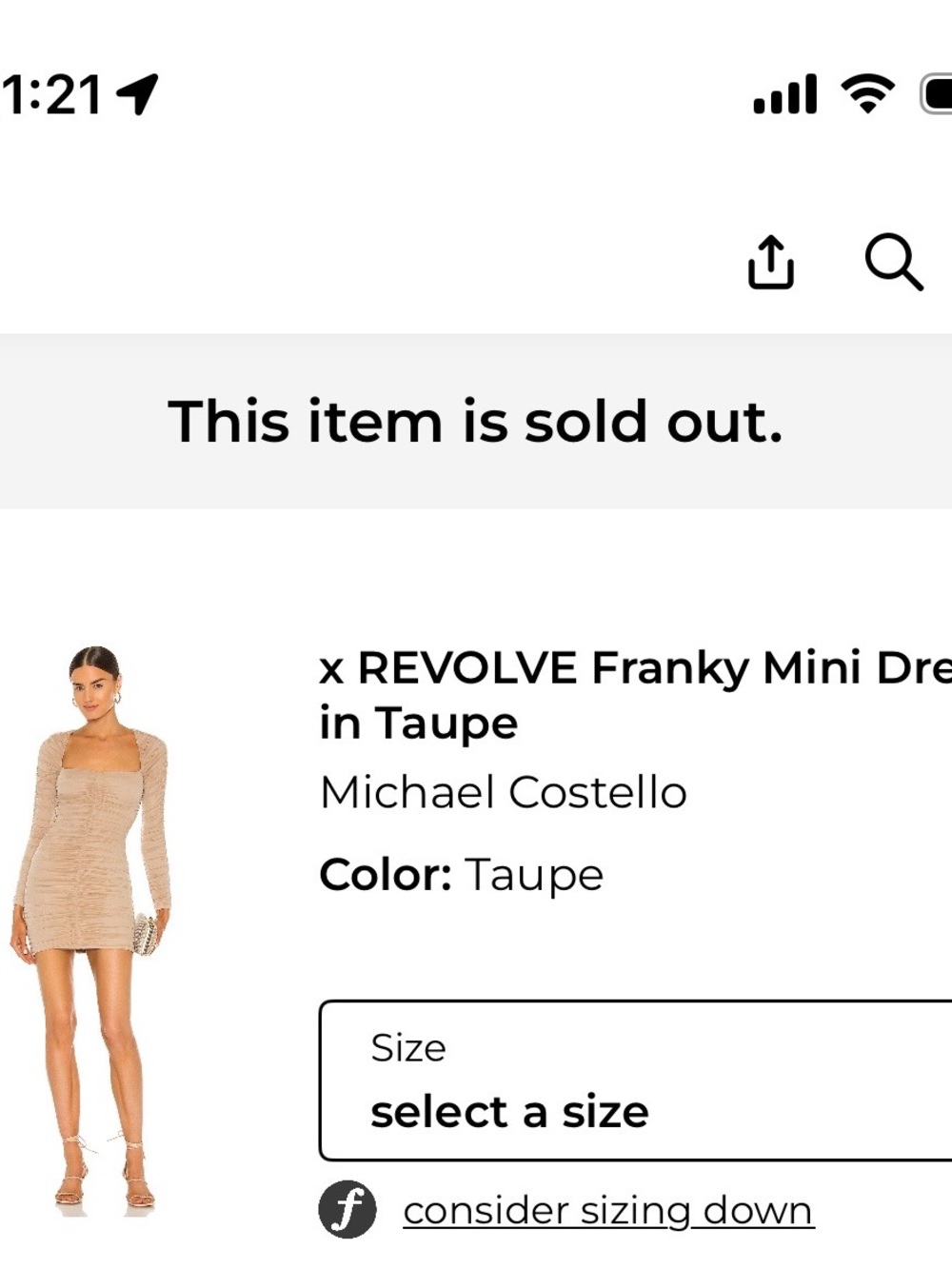 Michael Costello Taupe Long-Sleeve Ruched Mini Dress